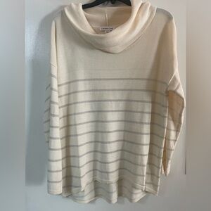 Coldwater Creek Cream and Silver Striped Women's Sweater